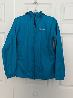 Marmot PreCip Hooded Windbreaker/rain Jacket Women's Sz M Teal Blue